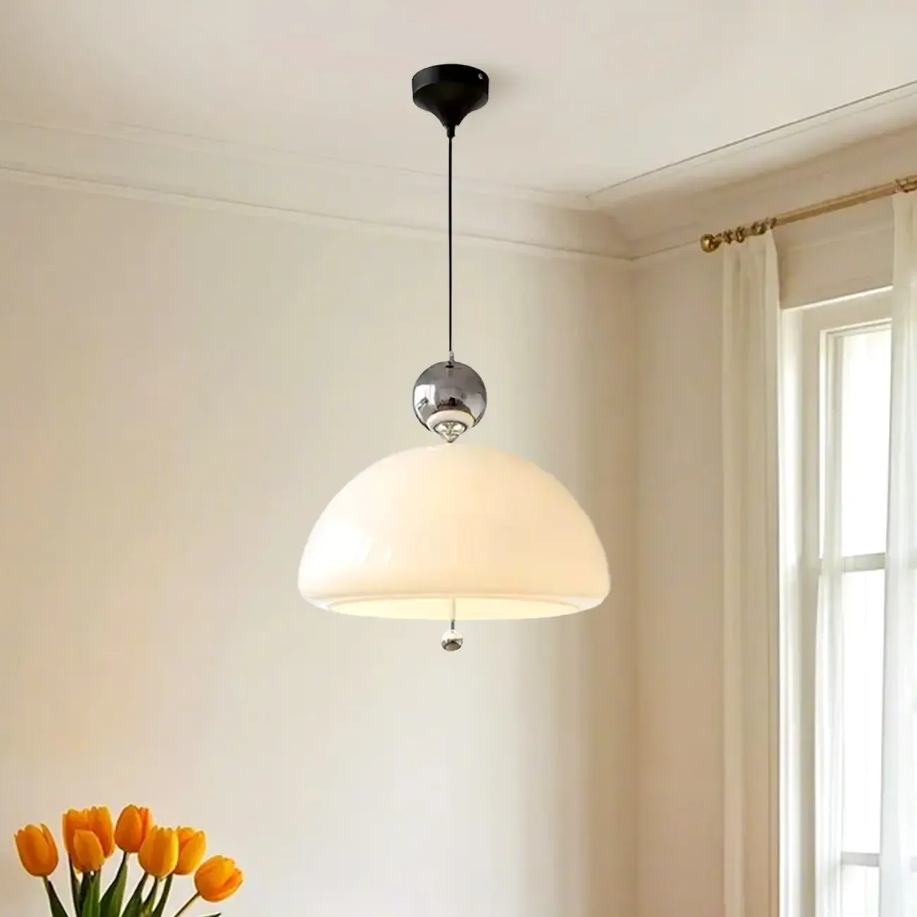 Minimalist 3-Light Dome Glass Chandelier for Dining Room Image - 10