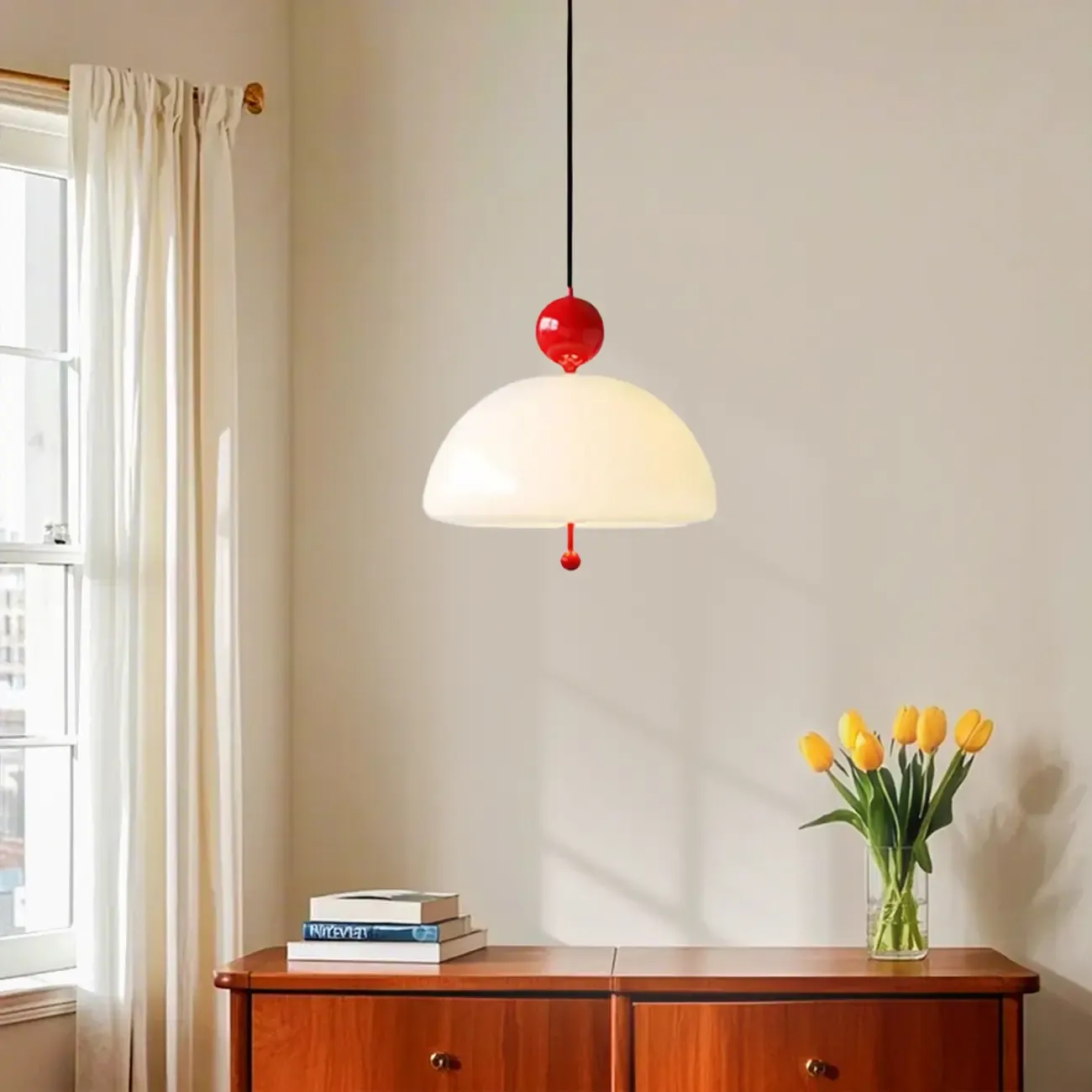 Minimalist 3-Light Dome Glass Chandelier for Dining Room Image - 1