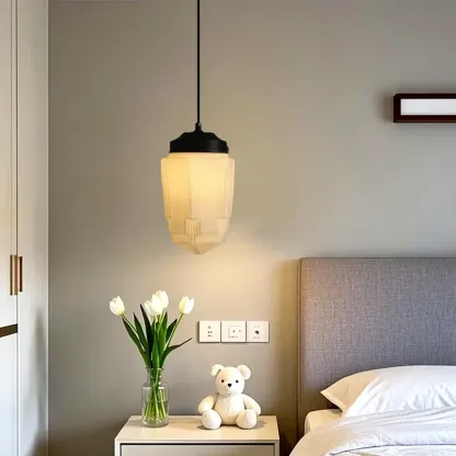 Modern Frosted Glass LED bedside pendant lamp in Hazelnut Tone Image - 2