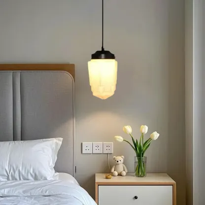 Modern Frosted Glass LED bedside pendant lamp in Hazelnut Tone Image - 7