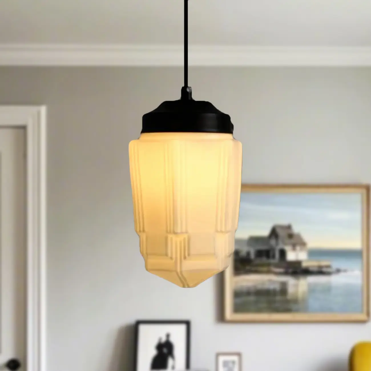 Modern Frosted Glass LED bedside pendant lamp in Hazelnut Tone Image - 8 | homeyfad