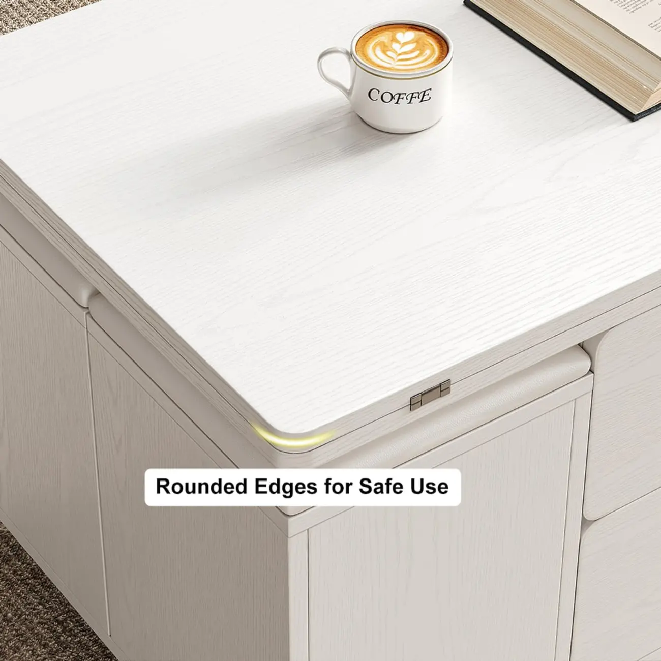 Foldable Lift-Top Coffee Table with 4 Stools & Storage Image - 8 | homeyfad