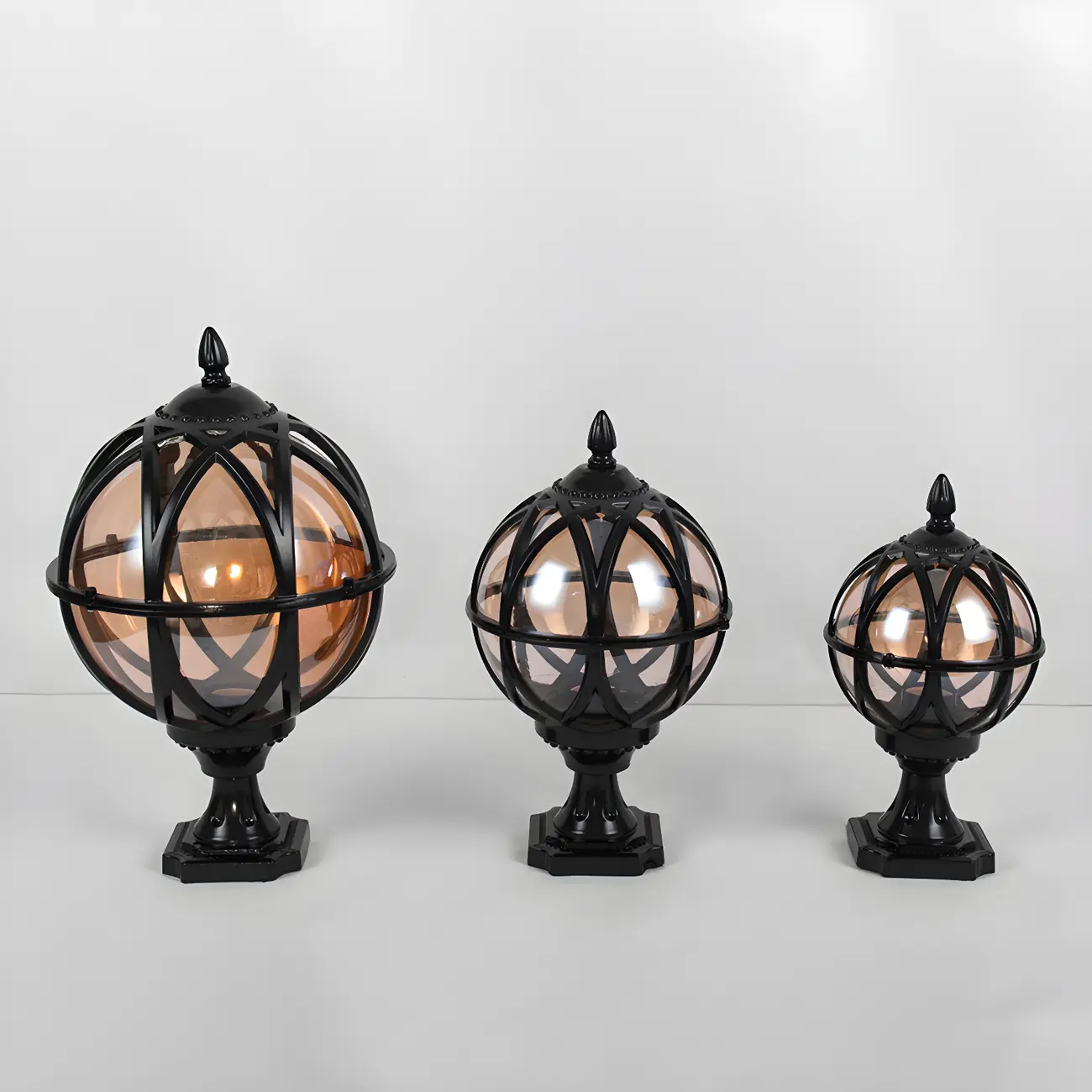 Retro Metal Glass Globe Post Cap Light Image - 12 | homeyfad