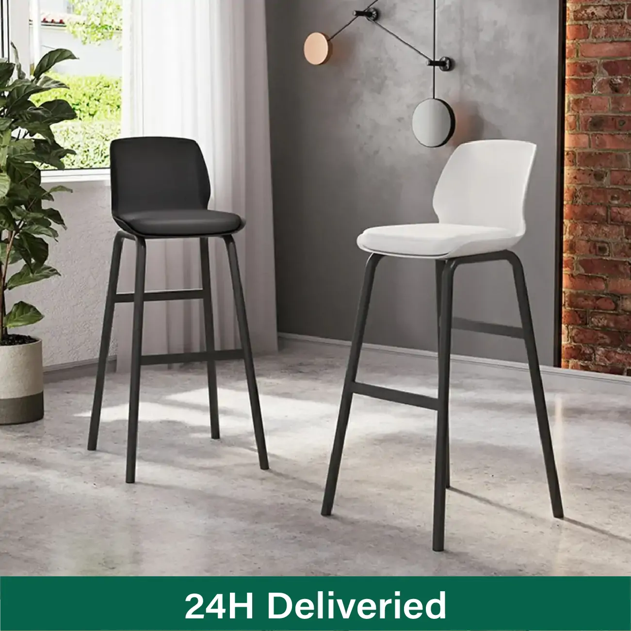 Minimalist Metal Upholstered Short Counter Height Bar Stool | homeyfad