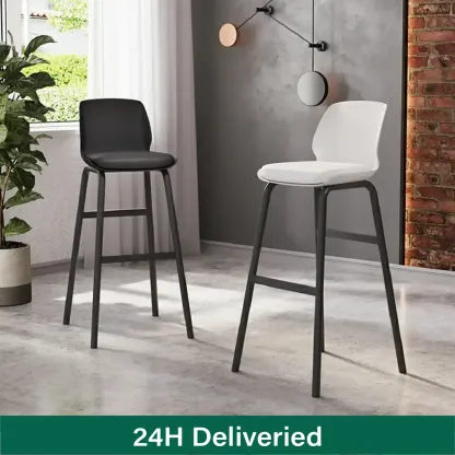 Minimalist Metal Upholstered Short Counter Height Bar Stool