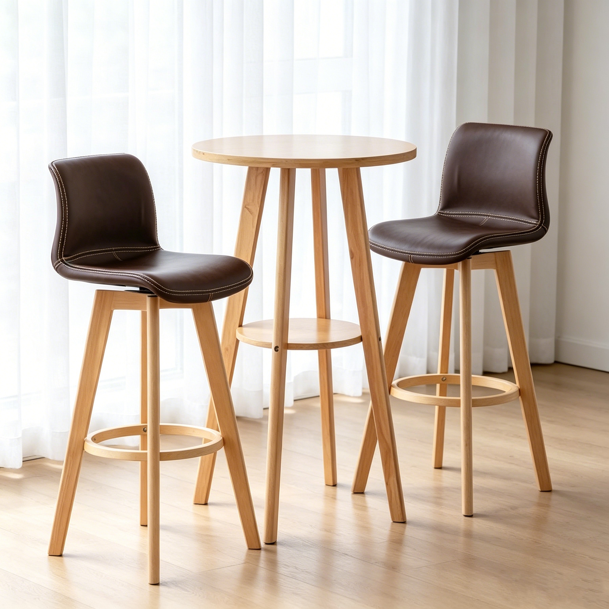 Scandinavian Brown Wooden Shelf Support Bar Tables | homeyfad