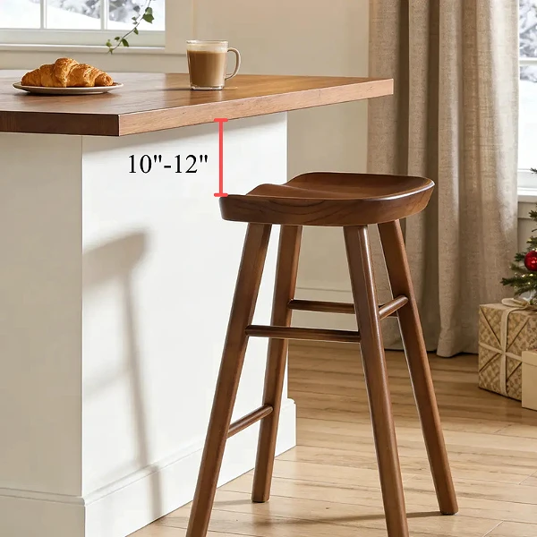 comfortable distance between table and stool