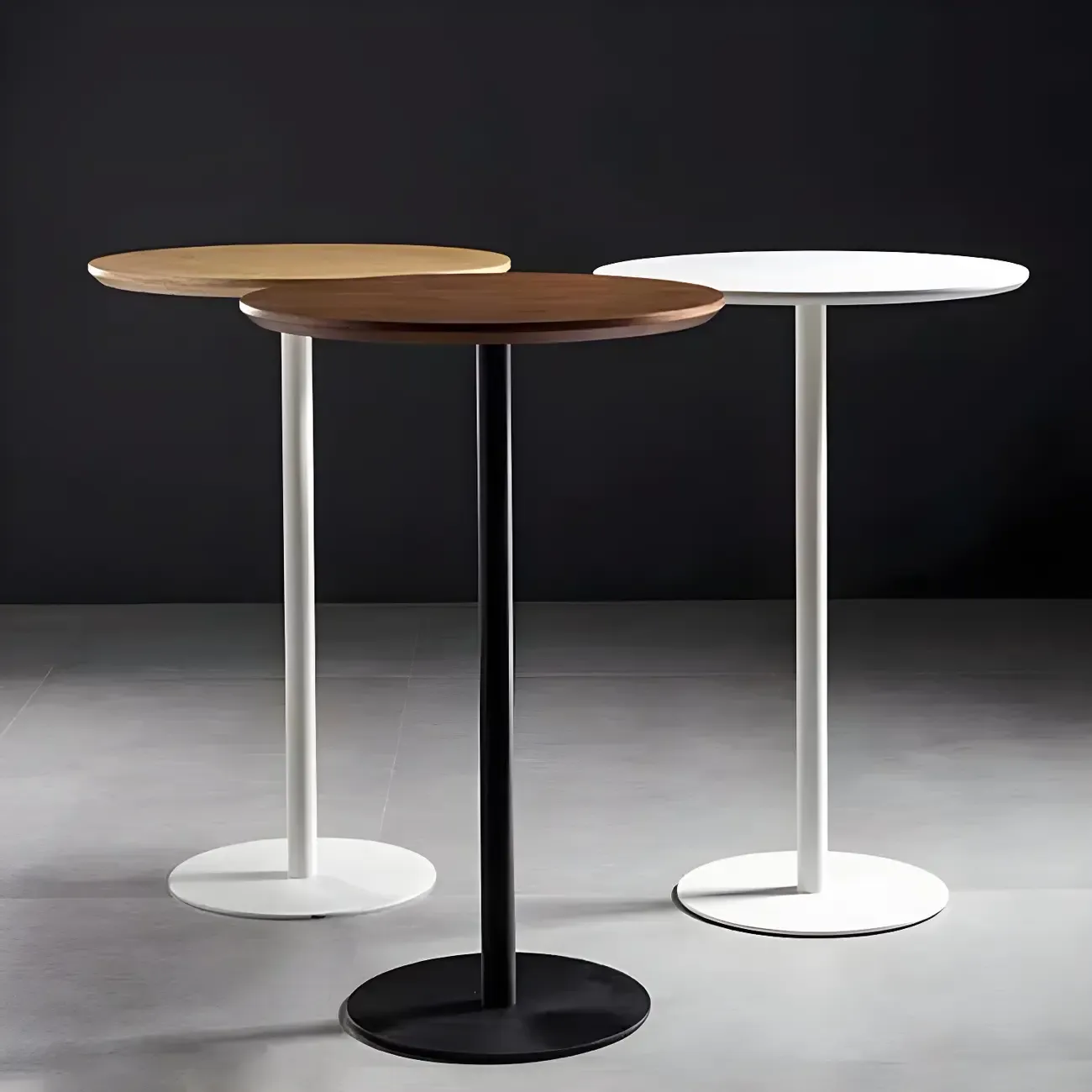 Contemporary Wooden Top Round Bar Table for Dining Image - 1