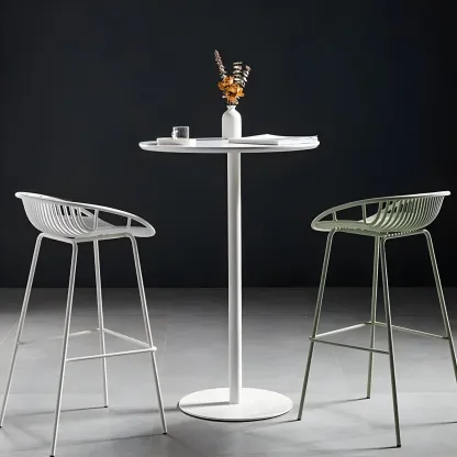 Contemporary Wooden Top Round Bar Table for Dining Image - 2