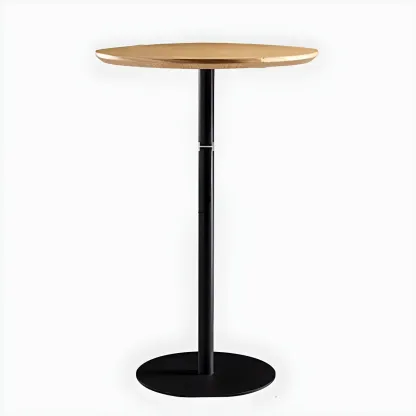 Contemporary Wooden Top Round Bar Table for Dining Image - 3