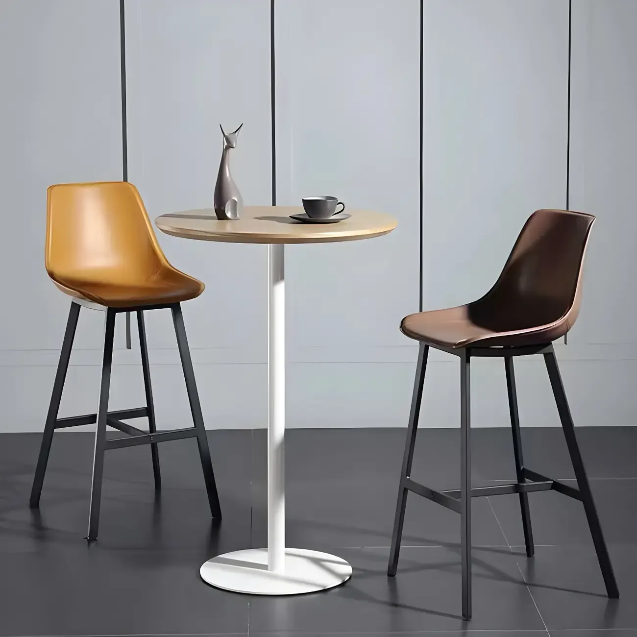 Contemporary Wooden Top Round Bar Table for Dining Image - 4