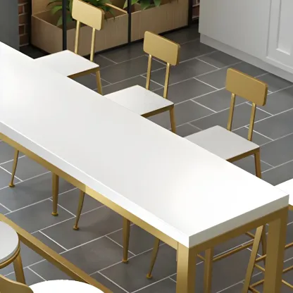 Stylish White Wood Gold Trestle Bar Table for Modern Kitchens Image - 6