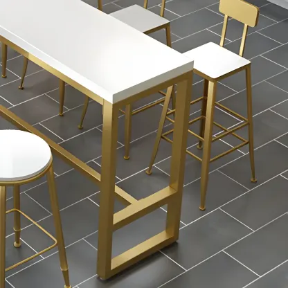 Stylish White Wood Gold Trestle Bar Table for Modern Kitchens Image - 7