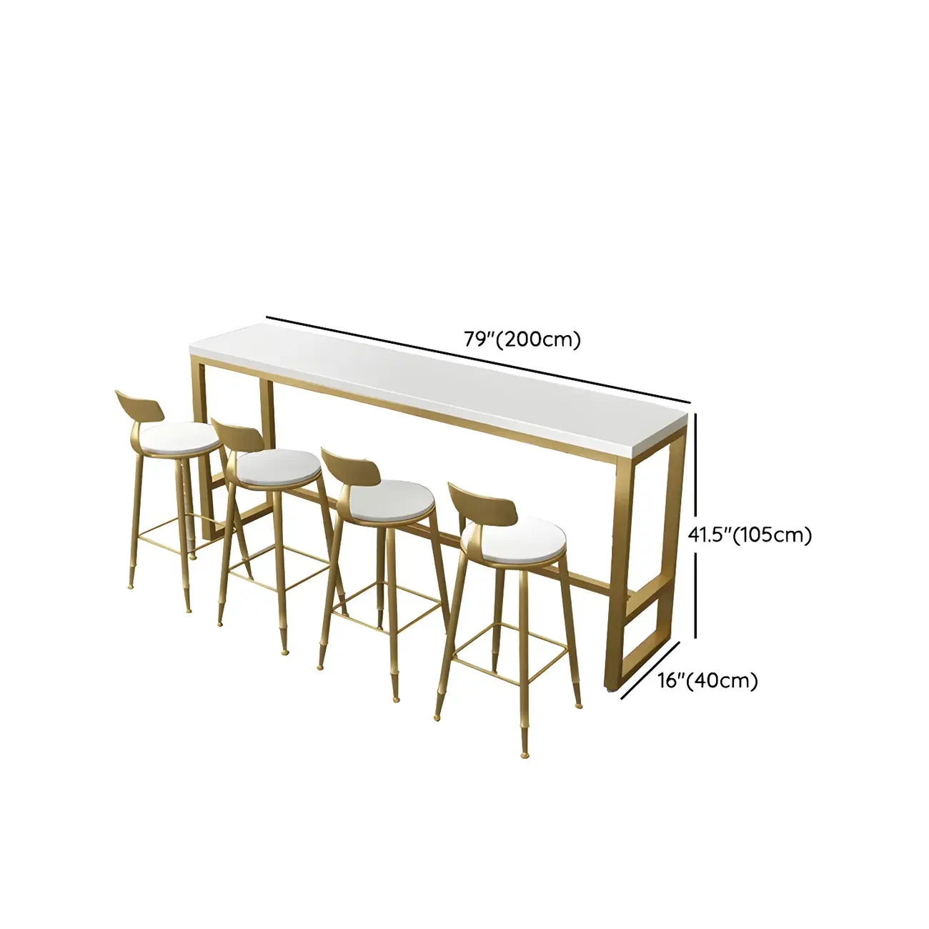 Stylish White Wood Gold Trestle Bar Table for Modern Kitchens Image - 13