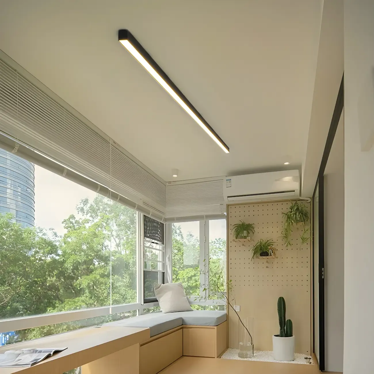 24"-39.5" L Stylish Black Linear LED Flush Ceiling Light Image - 1