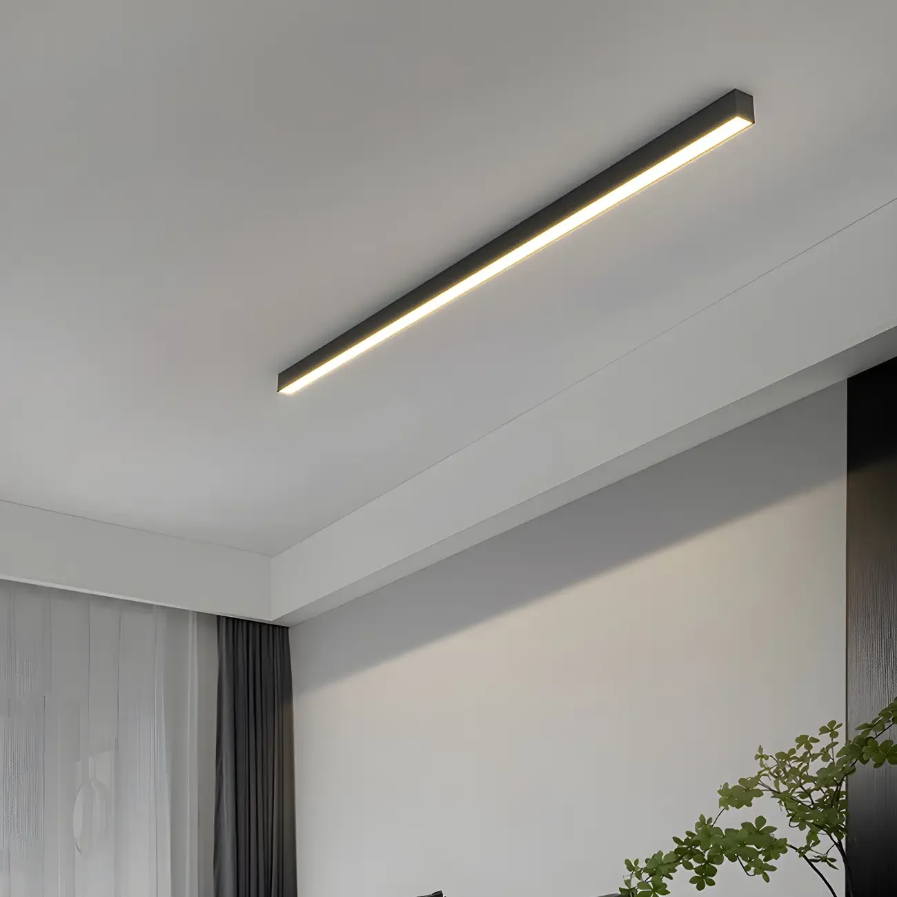 24"-39.5" L Stylish Black Linear LED Flush Ceiling Light Image - 2