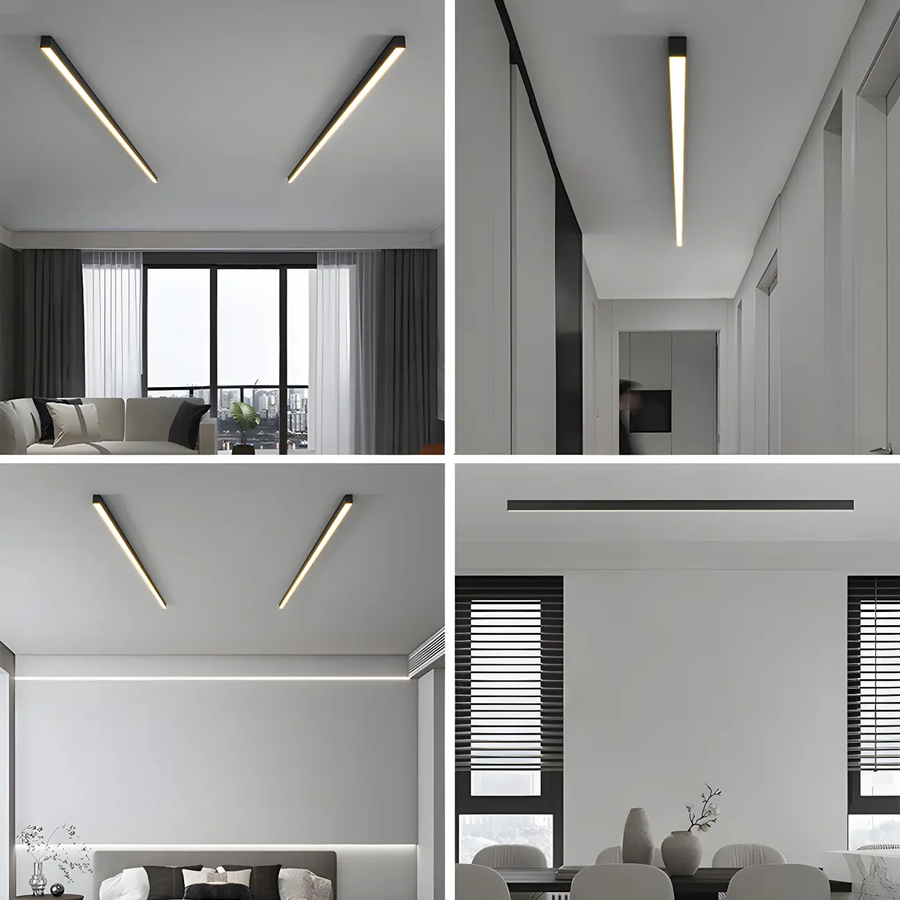 24"-39.5" L Stylish Black Linear LED Flush Ceiling Light Image - 3 | homeyfad