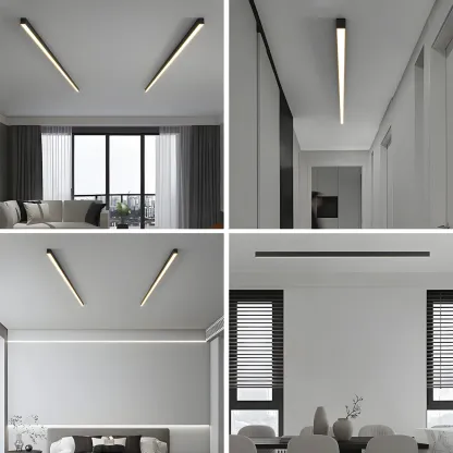 24"-39.5" L Stylish Black Linear LED Flush Ceiling Light Image - 3