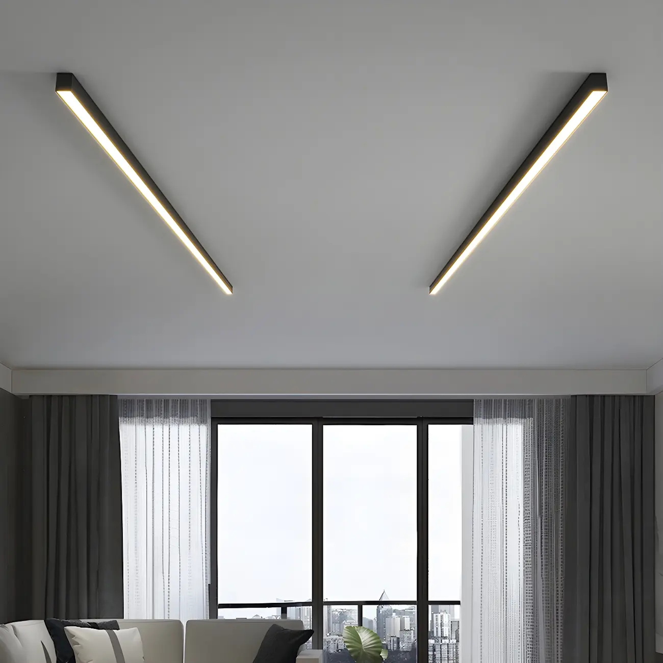 24"-39.5" L Stylish Black Linear LED Flush Ceiling Light Image - 4 | homeyfad