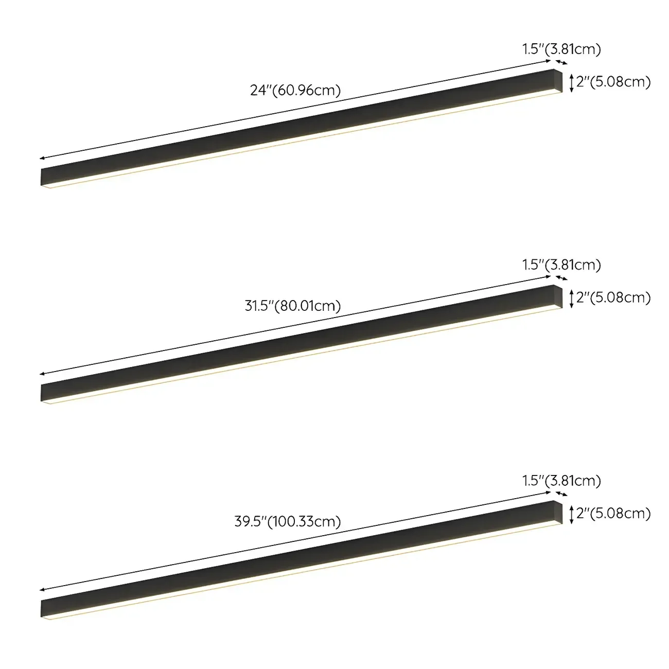 24"-39.5" L Stylish Black Linear LED Flush Ceiling Light Image - 6