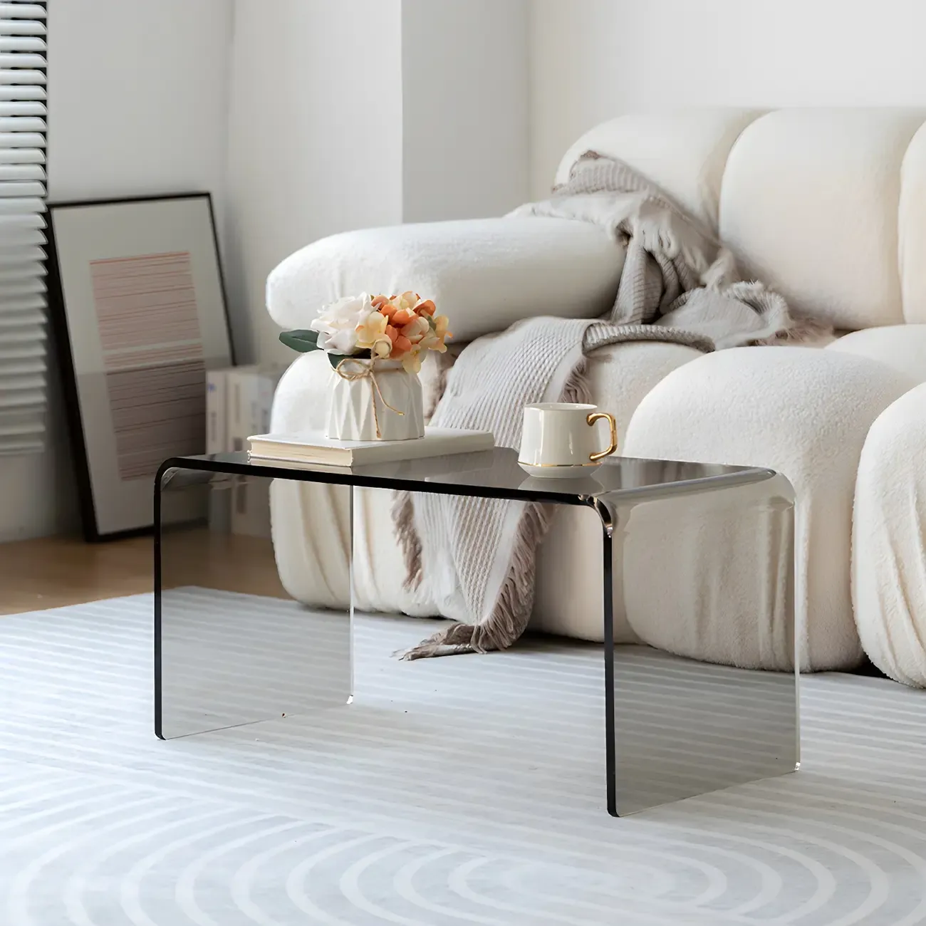 Simple Modern Acrylic Rectangular Coffee Table Image - 1