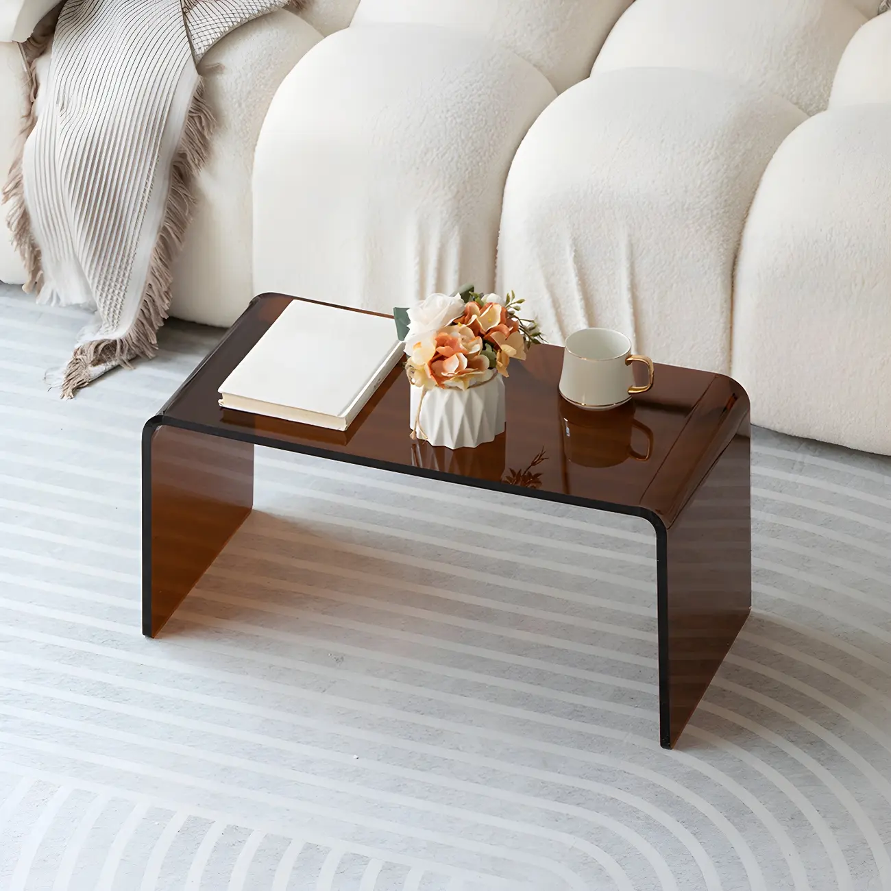 Simple Modern Acrylic Rectangular Coffee Table Image - 2 | homeyfad