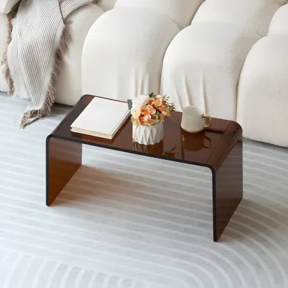 Simple Modern Acrylic Rectangular Coffee Table Image - 2
