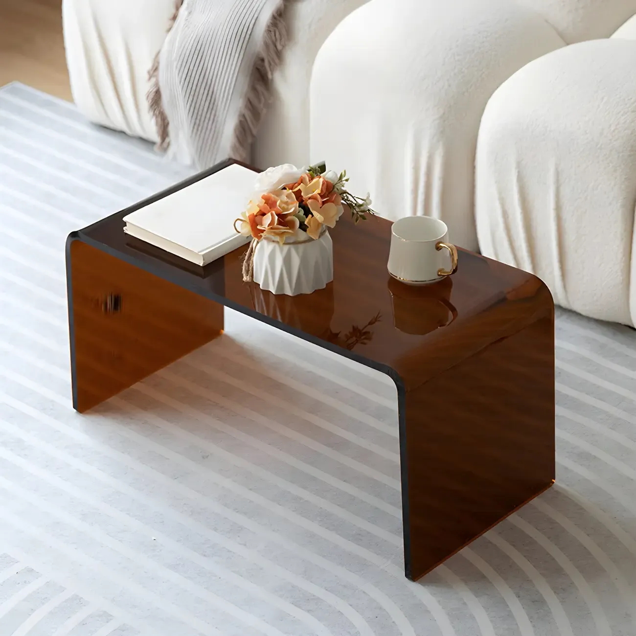 Simple Modern Acrylic Rectangular Coffee Table Image - 4