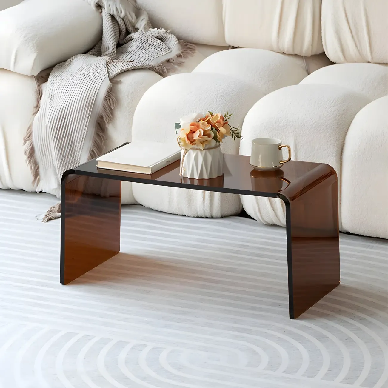 Simple Modern Acrylic Rectangular Coffee Table Image - 6