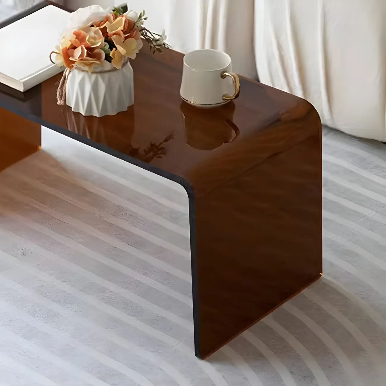 Simple Modern Acrylic Rectangular Coffee Table Image - 9 | homeyfad