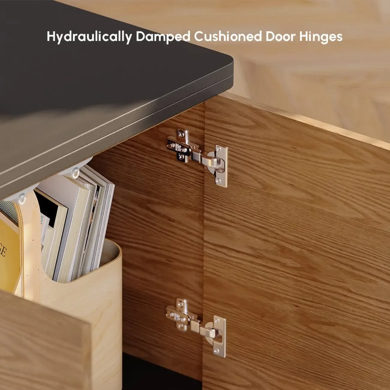 Large Wooden Lift-Top Coffee Table with Drawers & Cabinet Image - 18