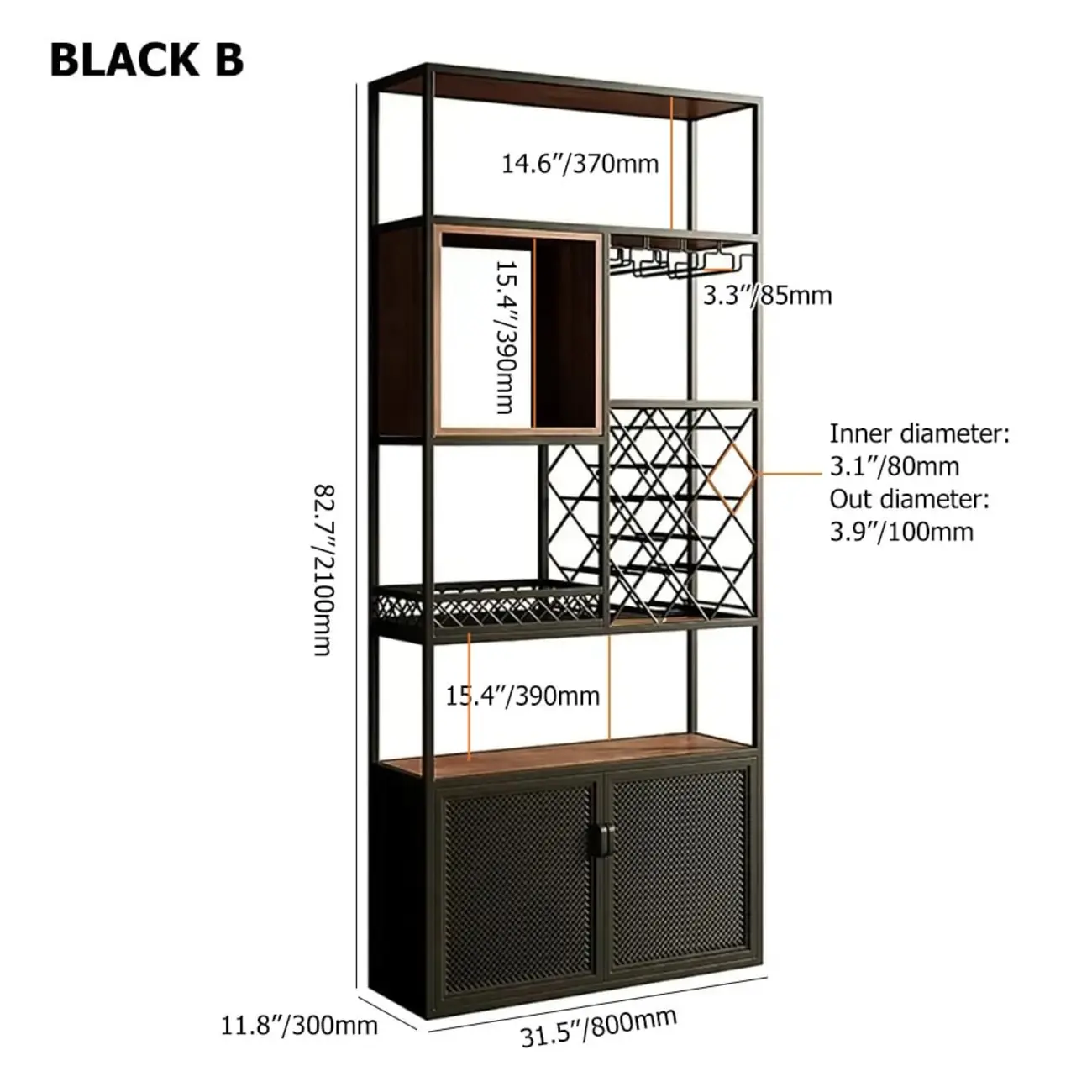 Freestanding Industrial Metal Eco-Board Wine Rack Cabinet Image - 11 | homeyfad