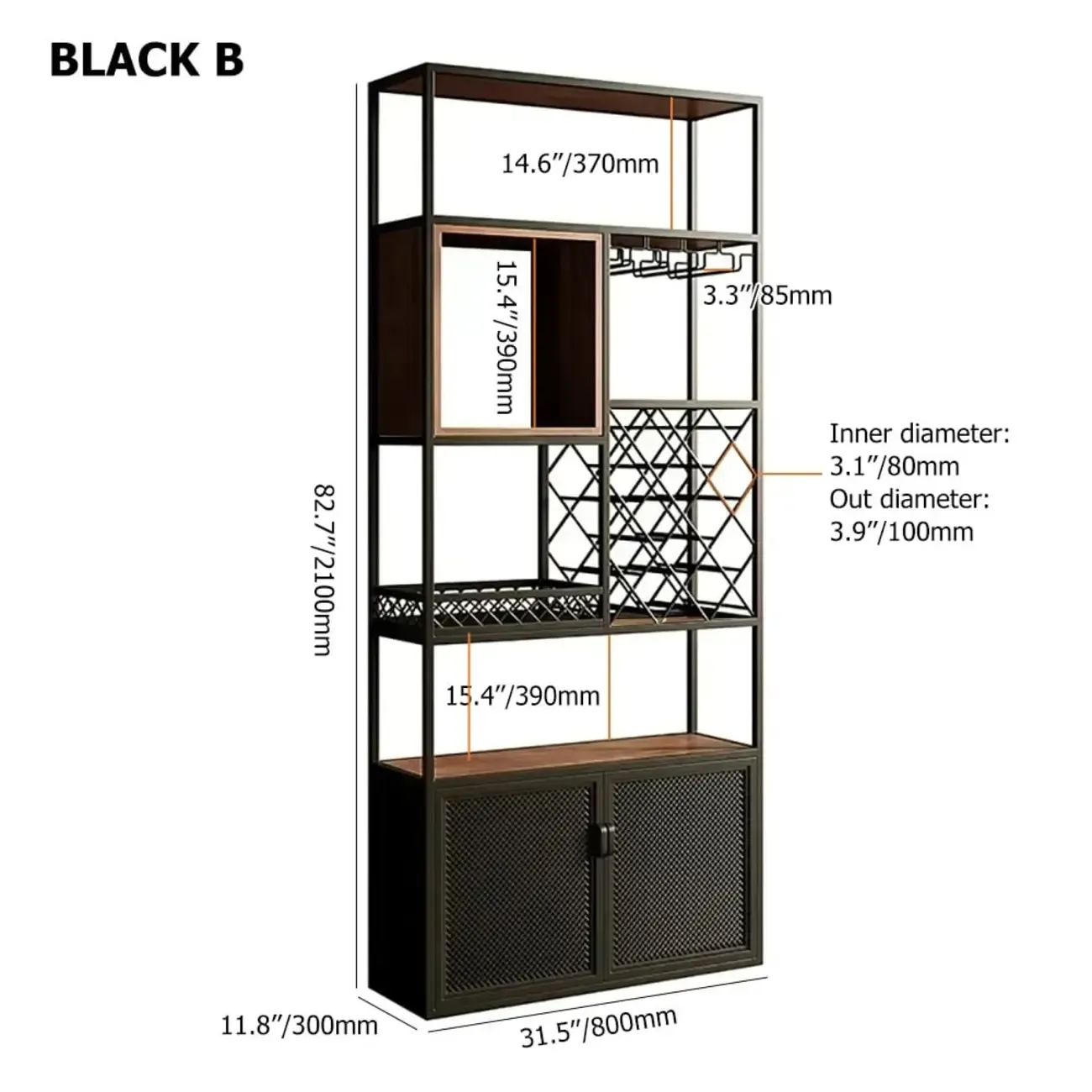 Freestanding Industrial Metal Eco-Board Wine Rack Cabinet Image - 11