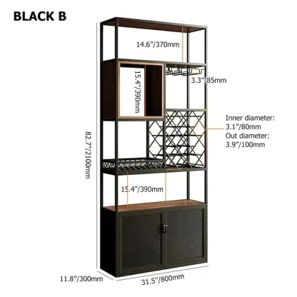 Freestanding Industrial Metal Eco-Board Wine Rack Cabinet Image - 11
