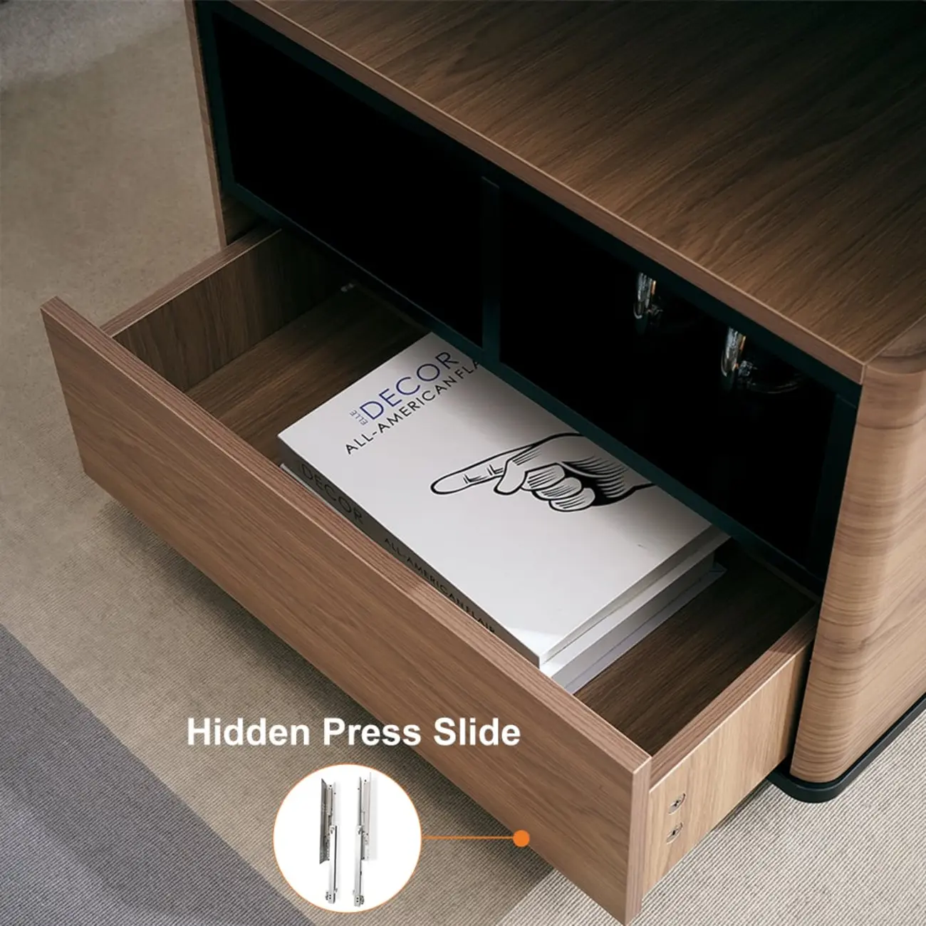 Large Wooden Lift-Top Coffee Table with Drawers & Cabinet Image - 17 | homeyfad