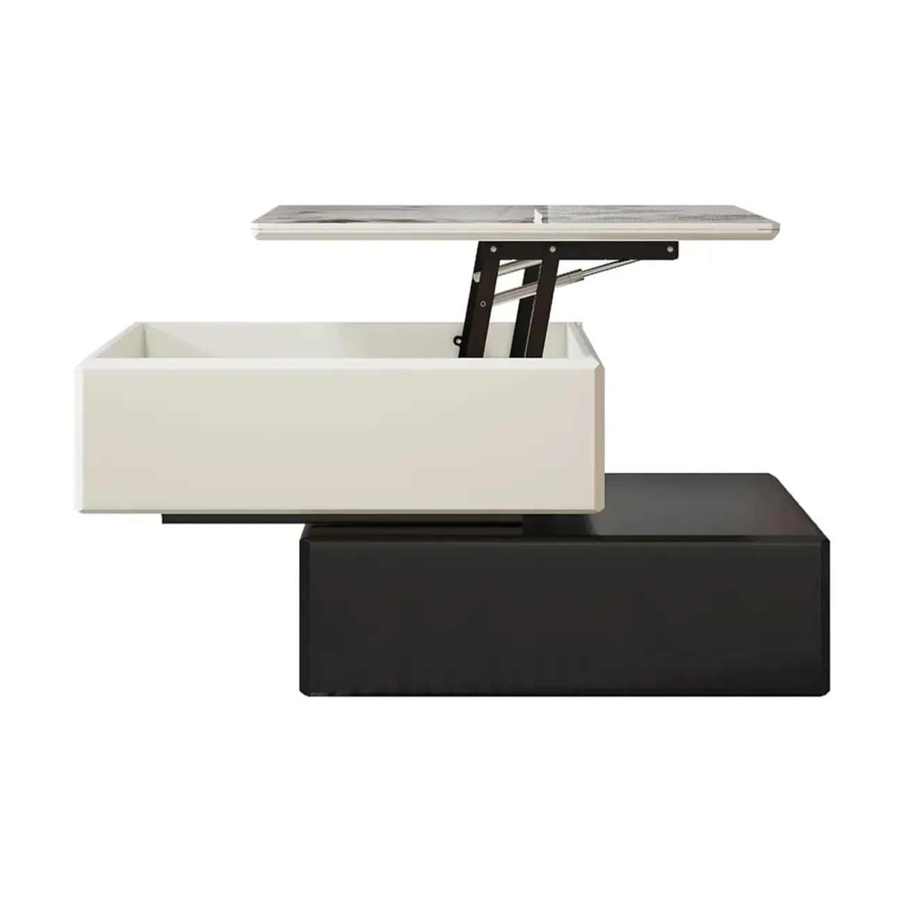 Sintered Stone 3-Tier Square Rotating Lift-Top Coffee Table Image - 8