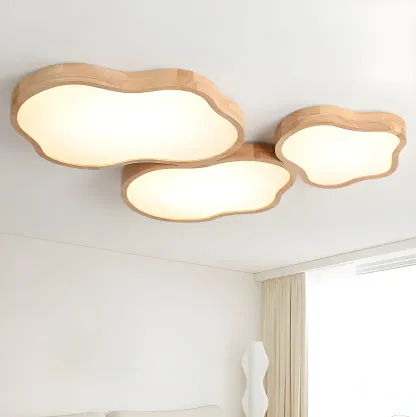 Natural Wood and Acrylic Decorative Flush LED Ceiling Light Image - 2