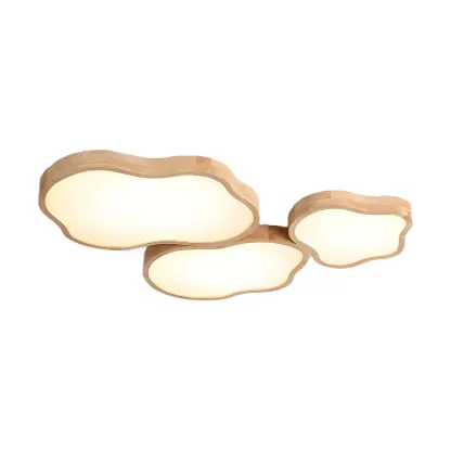Natural Wood and Acrylic Decorative Flush LED Ceiling Light Image - 6
