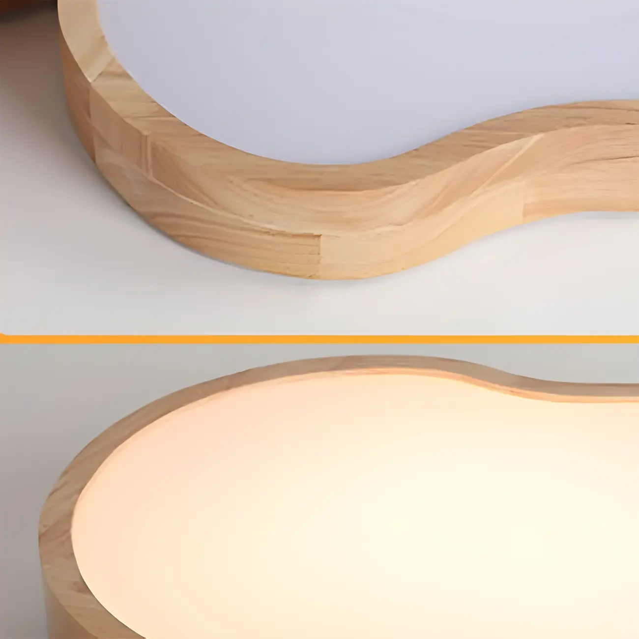 Natural Wood and Acrylic Decorative Flush LED Ceiling Light Image - 7 | homeyfad