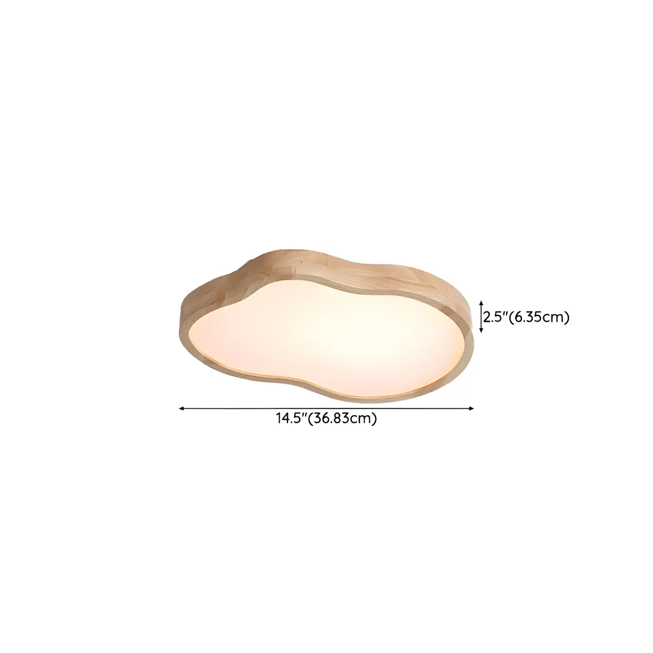 Natural Wood and Acrylic Decorative Flush LED Ceiling Light #size