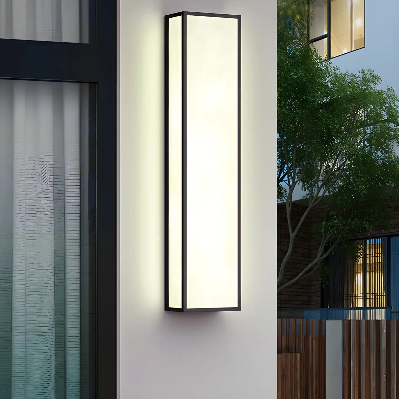 Modern Metal Black Rectangle Wall Light for Outdoor Image - 2