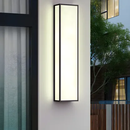 Modern Metal Black Rectangle Wall Light for Outdoor Image - 2