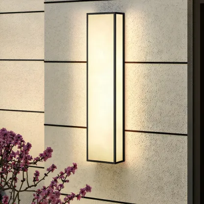 Modern Metal Black Rectangle Wall Light for Outdoor Image - 3