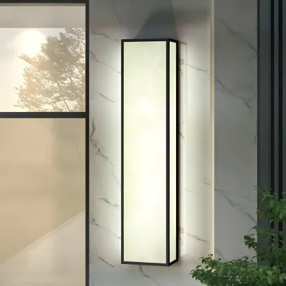 Modern Metal Black Rectangle Wall Light for Outdoor Image - 4