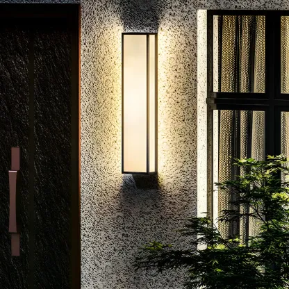Modern Metal Black Rectangle Wall Light for Outdoor Image - 10