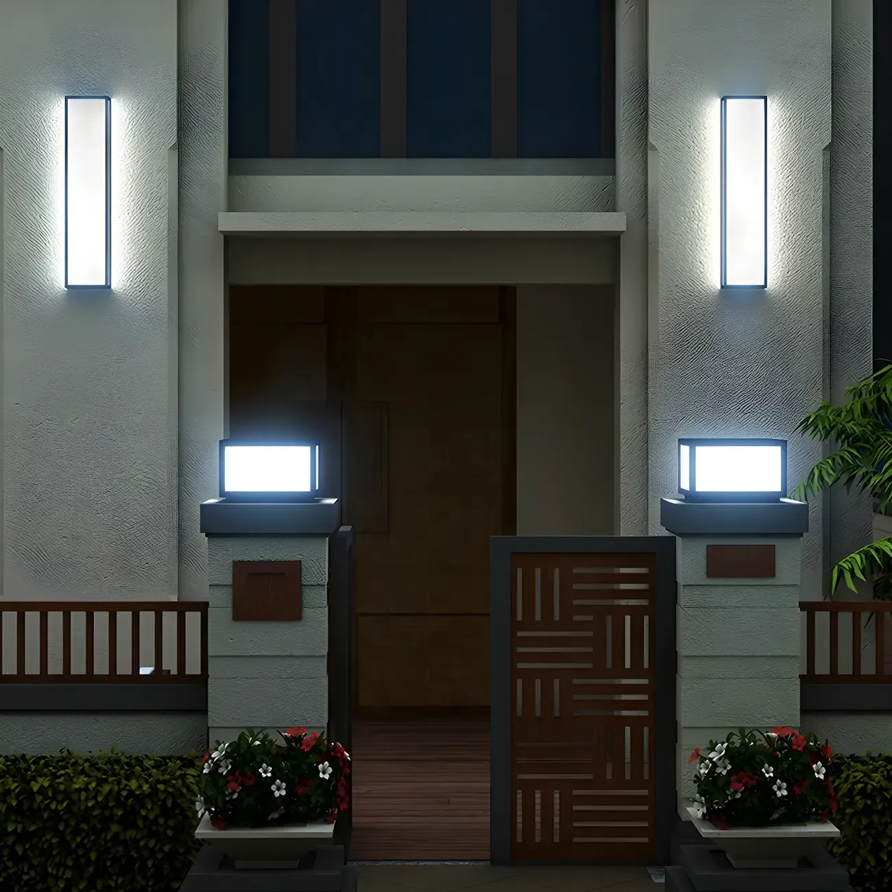 Modern Metal Black Rectangle Wall Light for Outdoor Image - 11