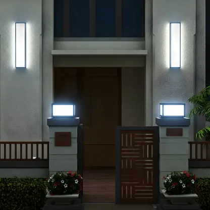 Modern Metal Black Rectangle Wall Light for Outdoor Image - 11