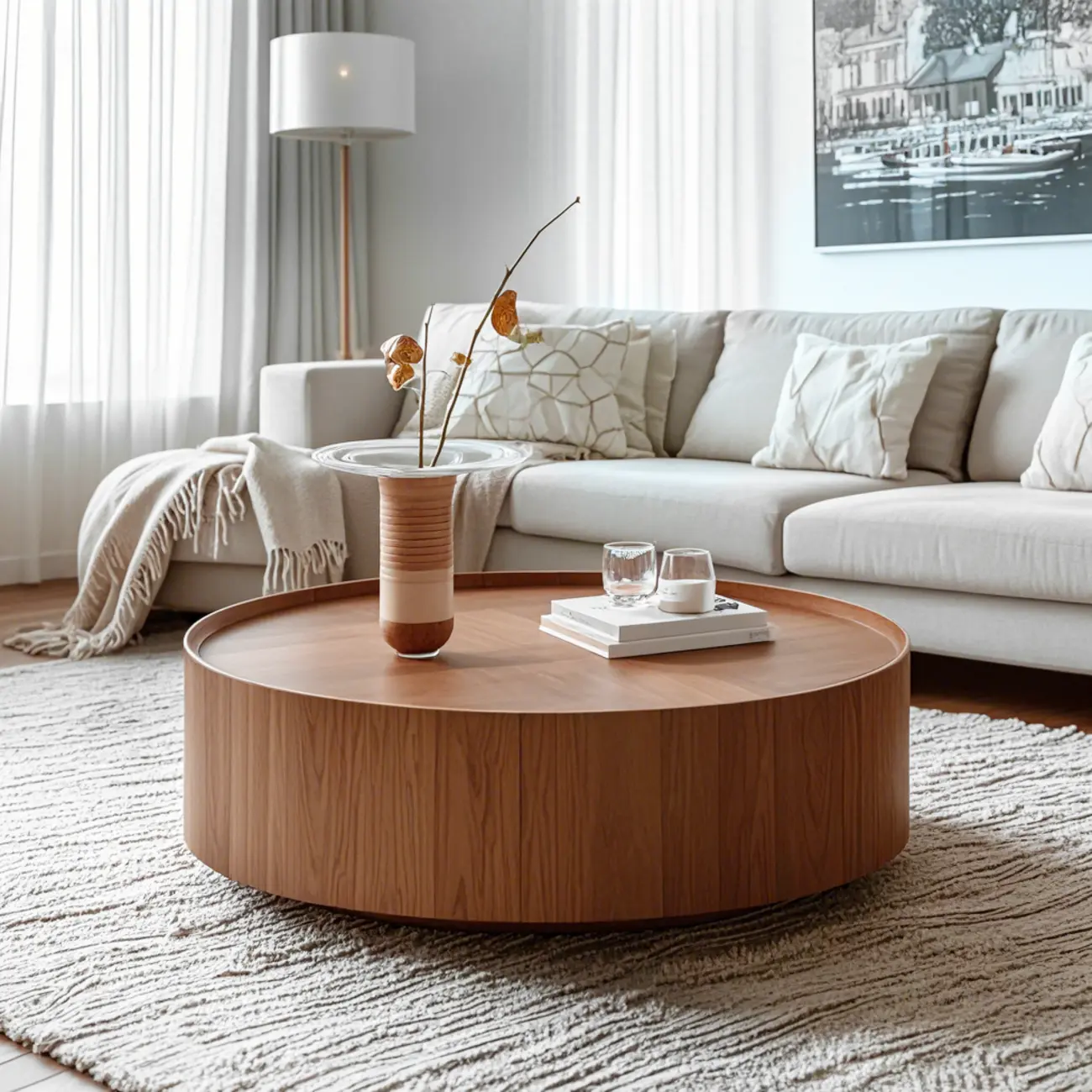 2 Drawers Round Reclaimed Wood Nesting Pallet Coffee Table Image - 2 | homeyfad