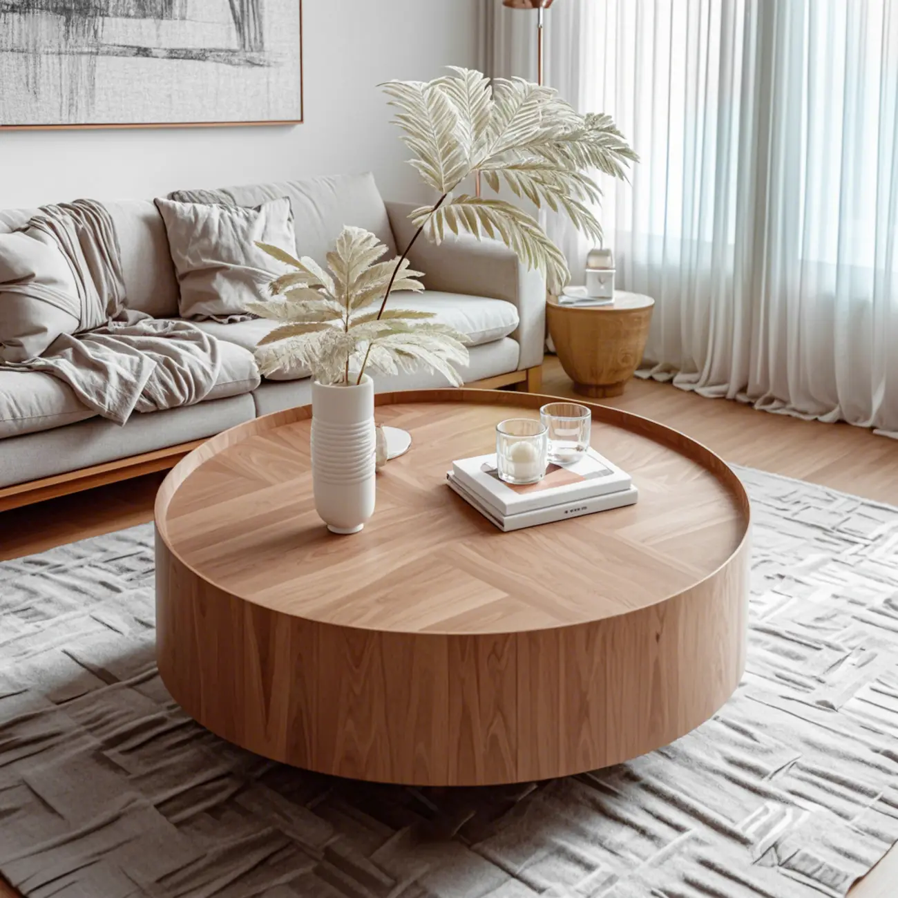 2 Drawers Round Reclaimed Wood Nesting Pallet Coffee Table Image - 4 | homeyfad