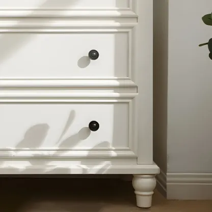 Classic White Wooden Dresser with 5-Drawers for Bedroom Use Image - 7